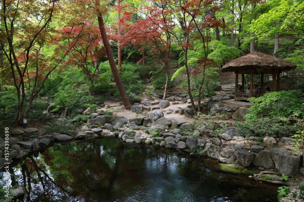 Fototapeta premium Serene Japanese Garden with Gazebo