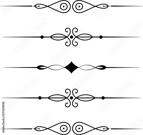 Elegant black ornamental dividers and decorative flourishes vector