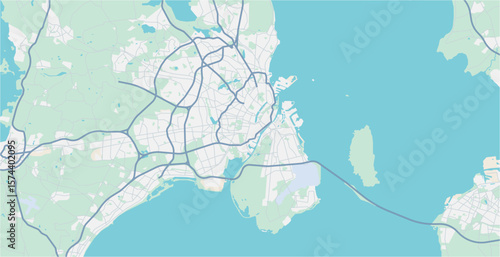 Layered editable vector illustration outline of Copenhagen,Denmark.