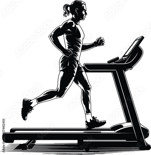 Athletic man running on treadmill exercise fitness