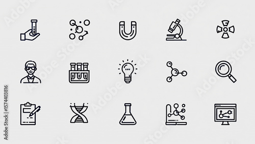Scientific research and discovery icons science laboratory