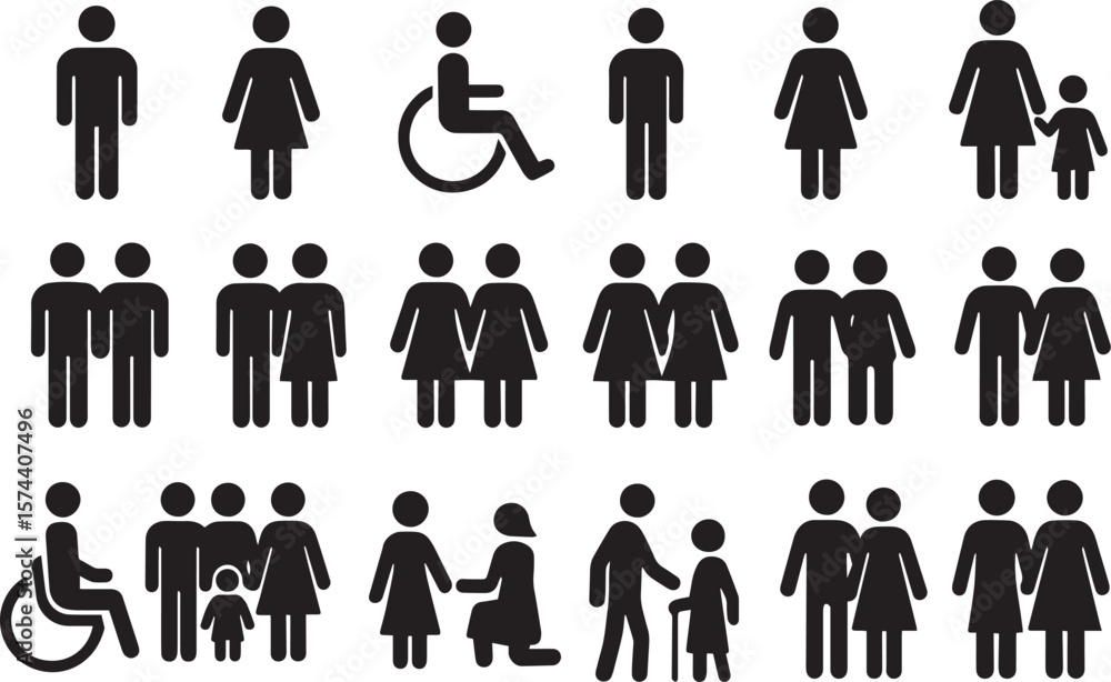 Obraz premium Diverse people figures icons woman