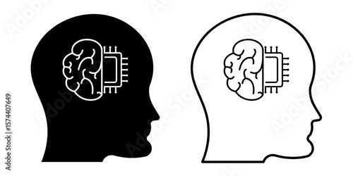 Wallpaper Mural Human Profiles with Brain and AI Chip Technology and Mind Interface Vector Torontodigital.ca