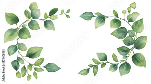 Minimalist floral frame with soft watercolor roses and leaves at the corners, light pastel tones on a white background, elegant and delicate style, high-resolution illustration 