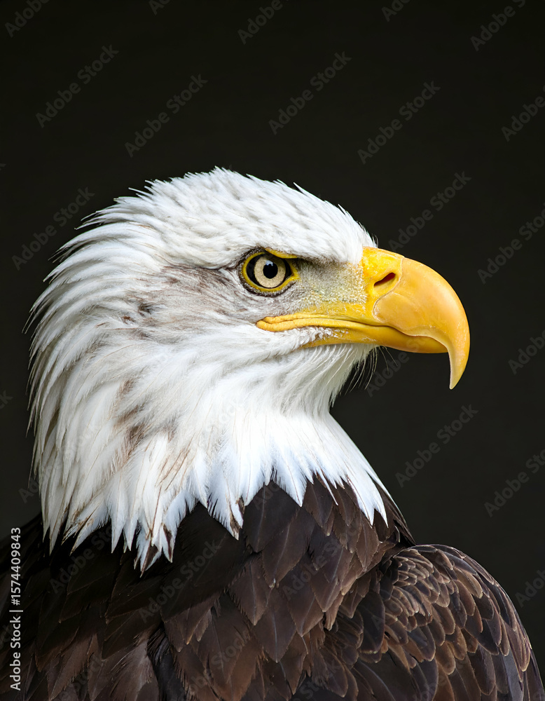 Obraz premium Bald Eagle Portrait with Dark Background.