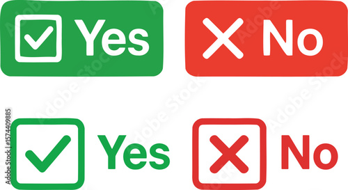 Green yes and red no buttons check mark cross mark