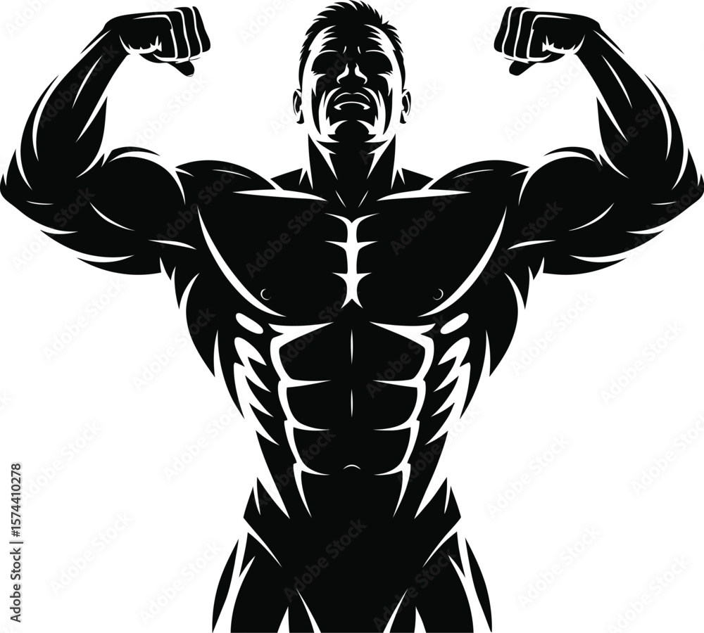 Fototapeta premium Muscular man flexing arms bodybuilder physique