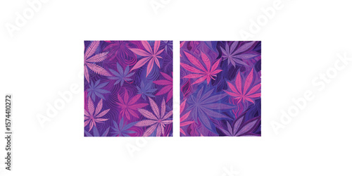 Print   Illustration of abstract background of marijuana leaves