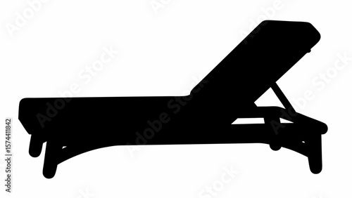 Silhouette of a beach chair with adjustable backrest viewed from the side on a white background shade