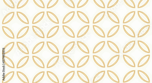 Seamless Golden-Brown Geometric Pattern: A Digitally Rendered Honeycomb Structure of Interconnected Ovals and Curves with Consistent Line Thickness
