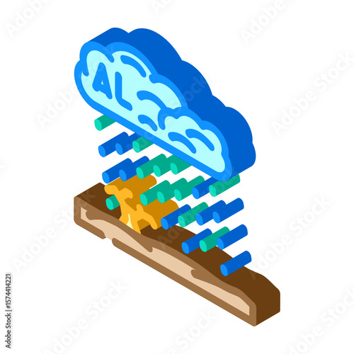 acid rain carrying toxic metals like aluminum copper isometric icon vector illustration
