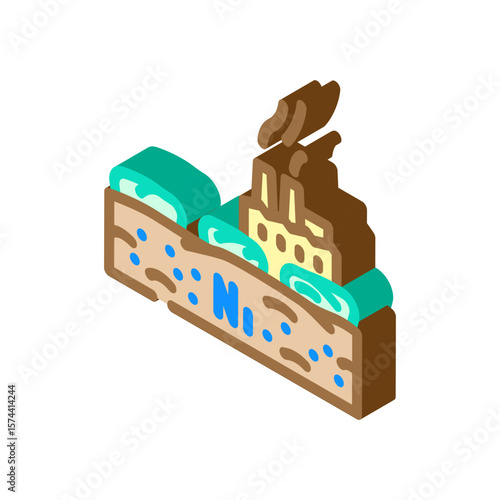 agricultural fields contaminated nickel nearby factories isometric icon vector illustration