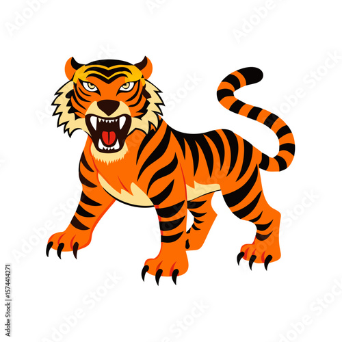 Fierce Tiger Orange And Black Stripe Sharp Eyes