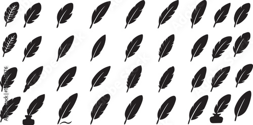 Quill pen and inkwell collection writing vintage