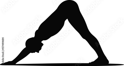 Downward facing dog yoga pose silhouette fitness exercise