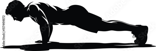 Athletic man performing pushups exercise fitness