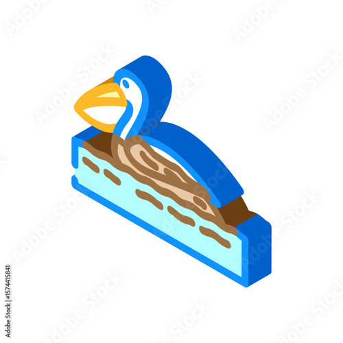 oiled bird isometric icon vector illustration