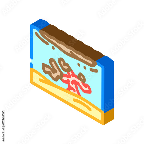 spill damage coral reef isometric icon vector illustration