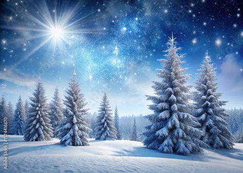 Wallpaper Mural Snowy landscape with bare pine trees covered in frost and snowflakes gently falling from the sky Torontodigital.ca