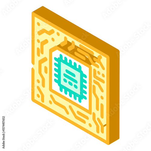 circuit board quantum computer isometric icon vector illustration
