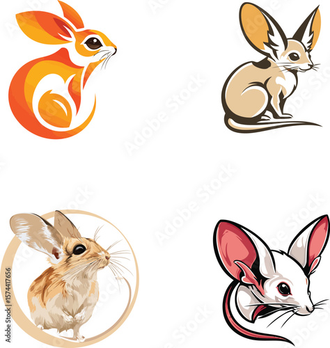 Collection of Stylized Desert Rodent Vector Illustrationsvector eps