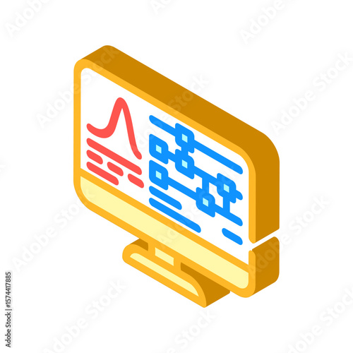algorithm screen quantum computer isometric icon vector illustration