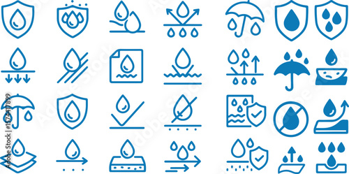 Water resistance symbols collection drop shield