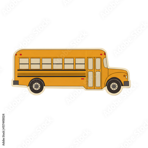 Yellow school bus illustration on white background