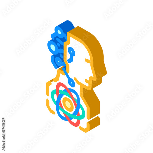 ai and computing merge quantum computer isometric icon vector illustration