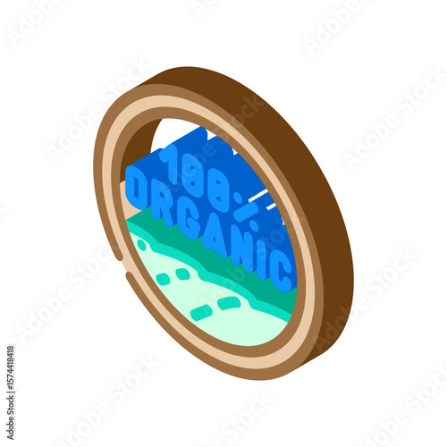 certified organic isometric icon vector illustration