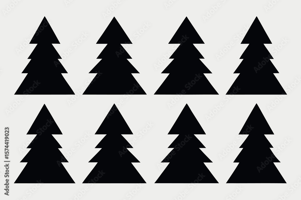 Obraz premium Silhouettes of evergreen trees in a forest setting 