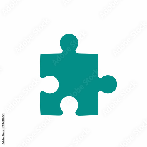 Puzzle piece icon symbolizing identity, solid teal, white background