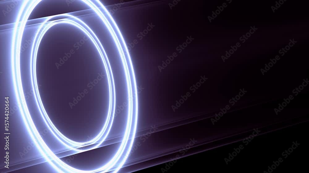 Digitaler Datenstrom & blau leuchtende Kreise – Hightech, Industrie 4.0, schnelles Internet & smarte Technologie für Zukunft, Netzwerk, Produktion & Innovation
