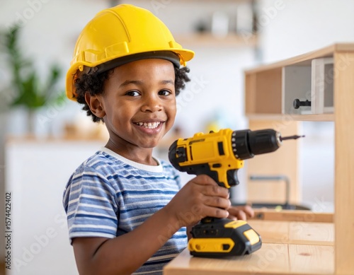 Child playing with a toy drill