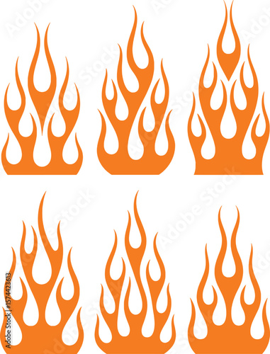 Orange flame shapes for decoration and design fire heat