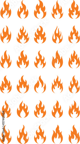Orange flame shapes collection for graphic design fire heat