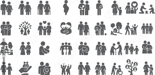 Diverse family and people icons diversity generations