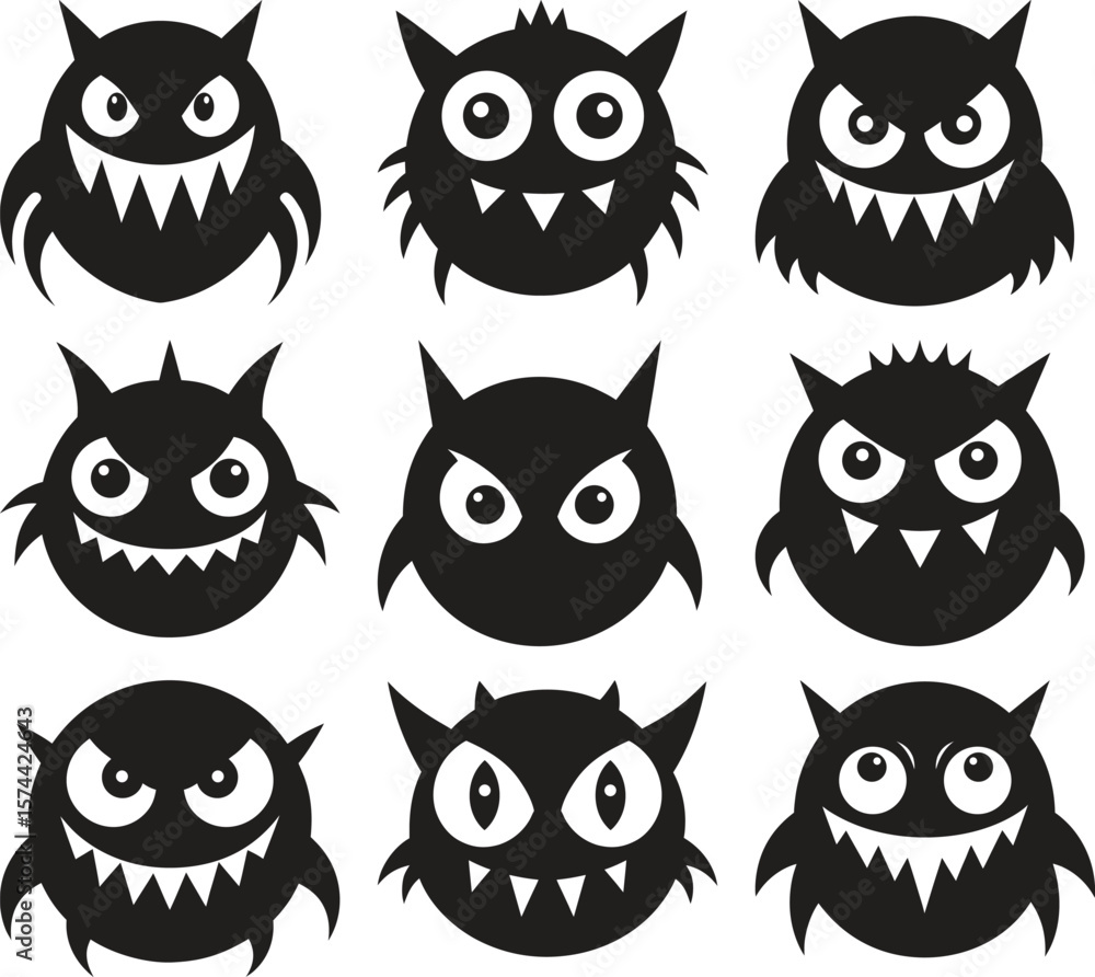 Obraz premium Cute but Scary Cartoon Demons for Halloween Design