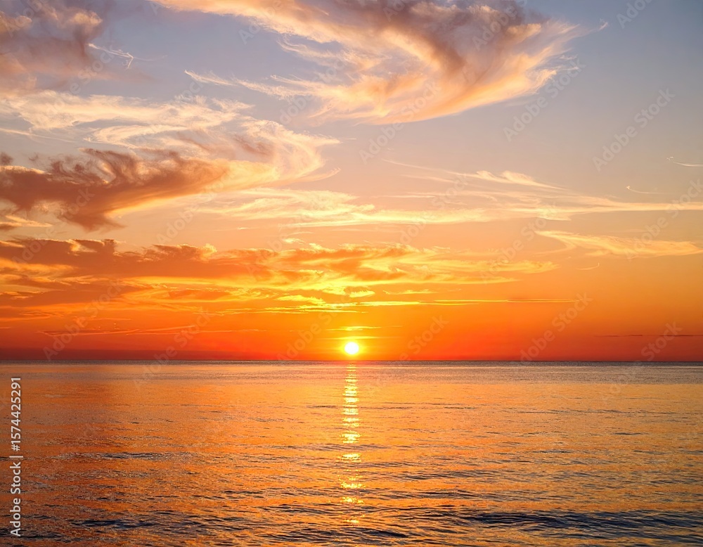 Fototapeta premium Colorful sunset over ocean