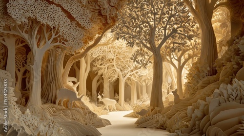 Light-filled, sculpted forest path