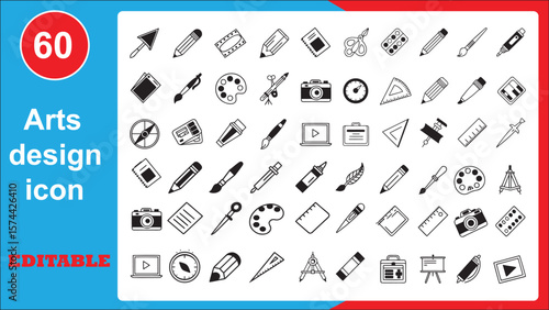 Creative arts design elements collection with diverse color options and typography