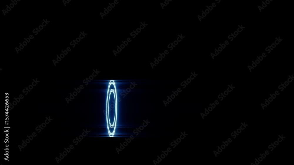 Digitaler Datenstrom & blau leuchtende Kreise – Hightech, Industrie 4.0, schnelles Internet & smarte Technologie für Zukunft, Netzwerk, Produktion & Innovation
