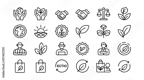 set of vector icons with flowers
