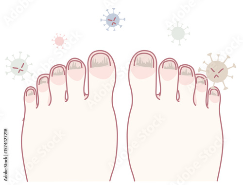 An illustration of feet with germs, highlighting the importance of foot health and virus prevention