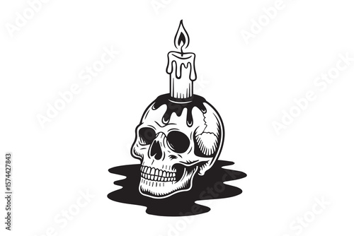 skull candle silhouette Vector