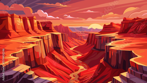 Fish River Canyon, Namibia – Massive sandstone cliffs carve red canyons under pastel sky. Jagged edges and desert brush evoke dramatic emptiness.