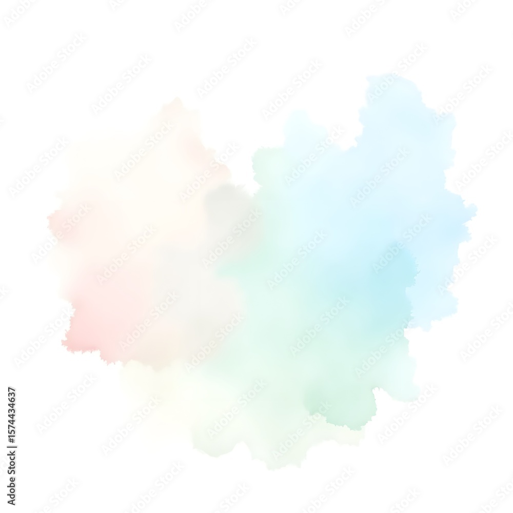 Obraz premium Soft Pastel Watercolor Blobs and Brush Strokes – Abstract Composition on White Background