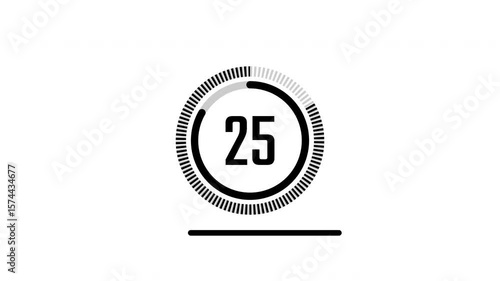 30 second timer animated simple countdown with circle and line on white background, countdown time 30 to 0.