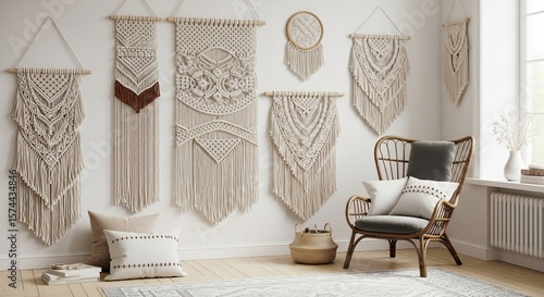 Bohemian Style Wall Hangings in a Cozy Room Setting