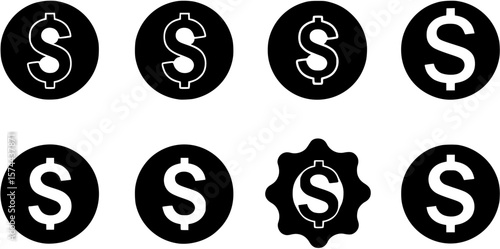 black flat Dollar symbol isolated on transparent background.Dollar icon for website,logo,app,UI. US dollar sign.
